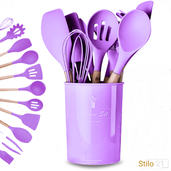 Kit 12 Peças de Talheres em Silicone Utensílios Premium  [Frete Grátis]