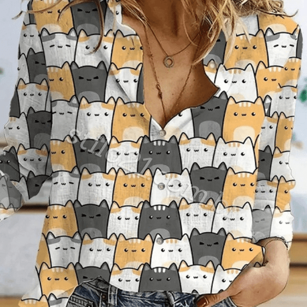 Camisa Feminina Manga Comprida CAT LOVE