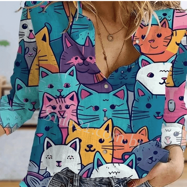 Camisa Feminina Manga Comprida CAT LOVE